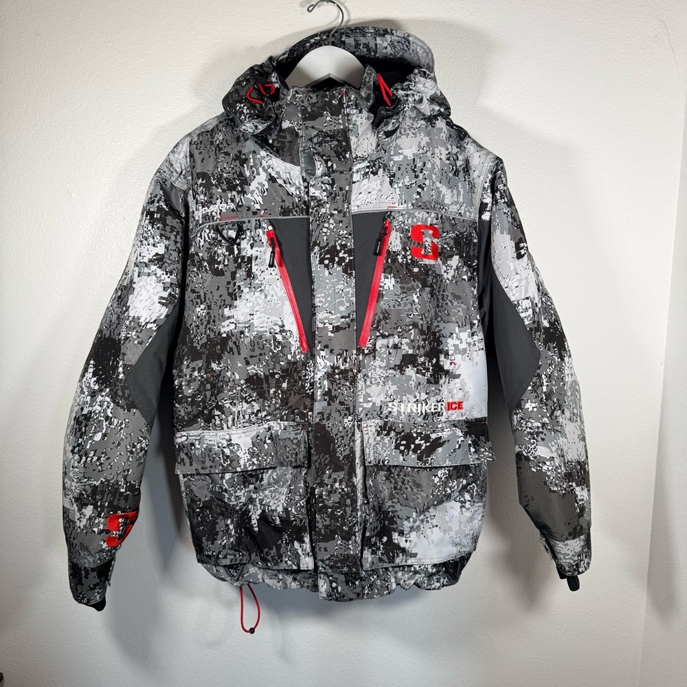 StrikerICE Predator Ice Fishing Jacket Green Gray Camo Insulated Men’s Medium